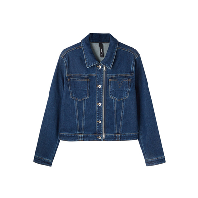 U/TI截短式双拉链牛仔外套女装百搭正肩棉感上衣尤缇2025春季新款