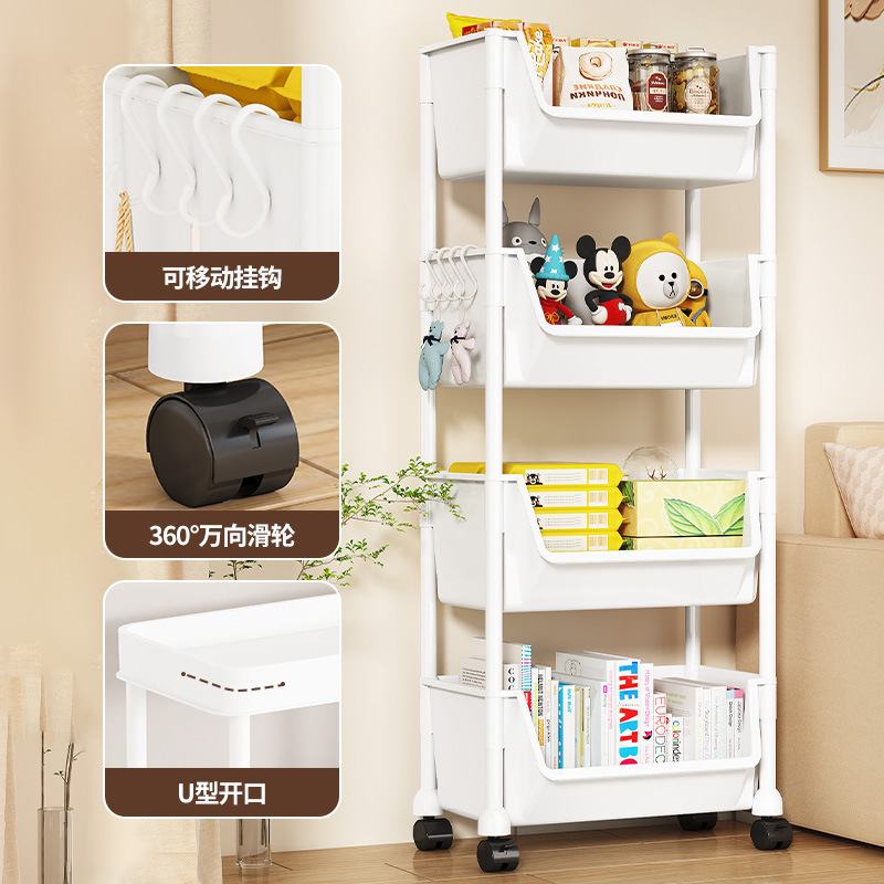 可移动置物架桌边学生简易厨房架菜篮果蔬架儿童玩具书柜收纳批发