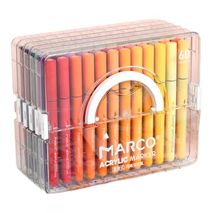 Marco马可直液式丙烯马克笔美术生专用马克笔美术专用水性马克笔小学生专用软头不透色可叠色儿童水彩笔画笔
