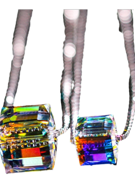 极光太阳捕手方糖项链女锁骨链简约时尚个性方块仿水晶项链饰品