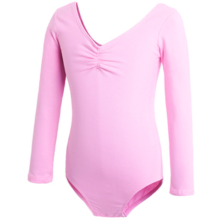 儿童舞蹈服秋冬加绒粉色女童长袖练功服幼儿跳舞衣服芭蕾舞体操服
