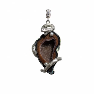 2025新款S925银银蛇盘蛇水晶聚宝盆吊坠女士招财转运项链能量饰品