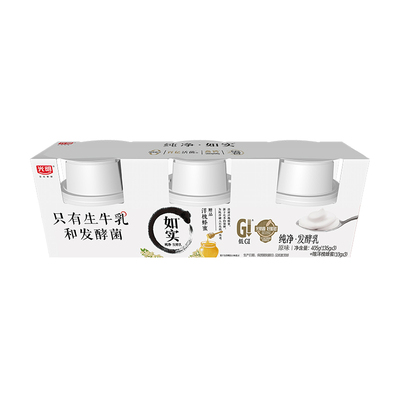 如实纯净发酵乳135g*6杯低温酸奶