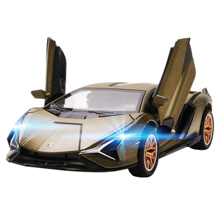 仿真合金兰博超级跑车基尼儿童玩具汽车模型回力男孩礼物蓝色收藏