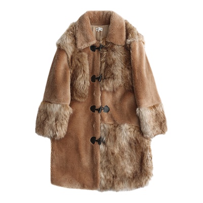 310MOOD拼接泰迪长大衣