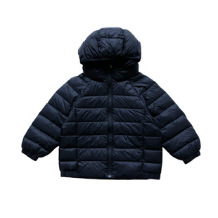 90白鸭绒黑色羽绒服中大儿童男童女童短款宽松冬外套保暖上衣连帽