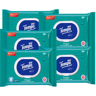 Tempo得宝湿巾消毒除菌卫生清洁湿巾40片*6包家庭装大包疫情常备