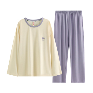 芬腾睡衣女士纯棉长袖套头春款新款全棉春秋款秋季家居服套装