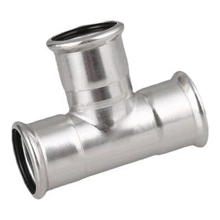 304薄壁不锈钢欧标双卡压等径三通接头饮用水给水钢管配件316L