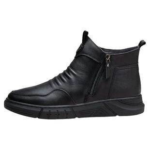 3515强人男鞋冬季男士马丁靴真皮雪地靴羊毛棉鞋皮毛一体高帮皮鞋