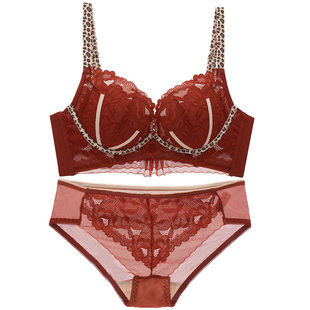 红色内衣女聚拢小胸秋冬文胸套装aa杯平胸显大不空杯不跑位胸罩