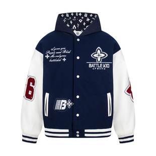 SREK美式复古国潮棒球服外套冬季新款男女情侣刺绣学院风夹克上衣