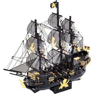 拼酷黑珍珠号3D立体金属拼图海盗船拼装模型成人DIY玩具高难度男