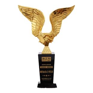 金属握手奖杯合作共赢团队金属刻字现货年终会颁奖奖品纪念品商务