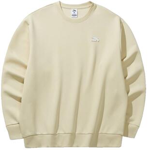 安踏运动卫衣女款长袖2026秋冬季休闲套头圆领奶白色百搭上衣