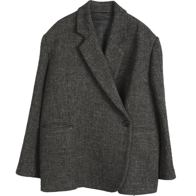 洛边原创设计款复古毛呢外套