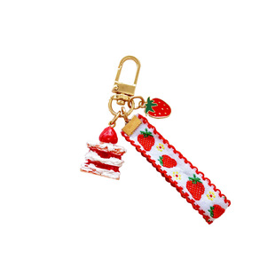 创意个性草莓汽车钥匙扣可爱蛋糕U盘耳机挂件女士情侣书包包挂坠