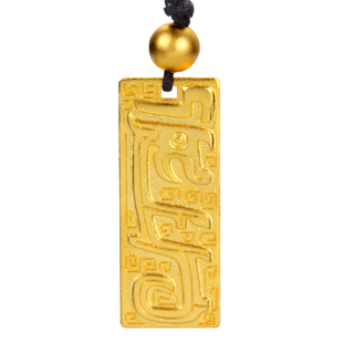 传承系列扶摇神兽图腾商周青铜器夔龙纹饰古法黄金足金龙纹吊坠