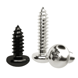 304不锈钢圆头自攻螺丝盘头十字自攻丝螺钉配件木螺丝钉黑色M1-M6