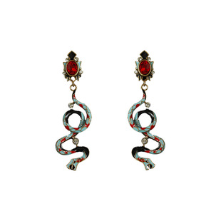 古着珐琅Antique enamel snake shaped earrings蛇耳饰