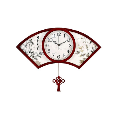中国风新中式挂钟客厅创意木质钟表家用大气艺术装饰墙壁扇形时钟