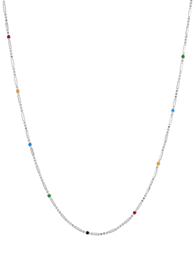 叠戴彩色彩虹豆豆项链女款毛衣链