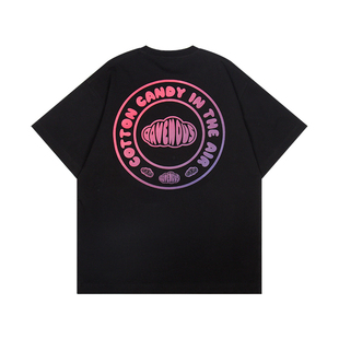 Ravenous 渐变反光云朵字母印花短袖男女同款宽松T恤潮牌春夏新款