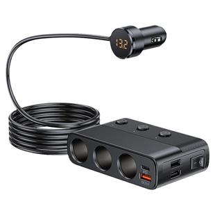 车载充电器汽车点烟器一拖三插头货车充电源转换器扩展后排24v12v