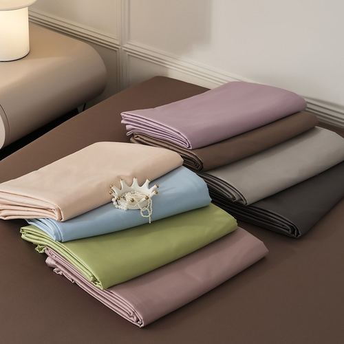 四季款60支新疆长绒棉笠棉被套贡缎单棉枕套纯简约床床单纯色品全