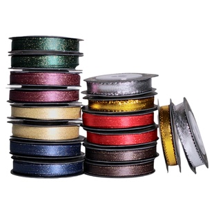 礼物盒包装丝带缎带蝴蝶结手工diy材料金色银色元旦新年龙年春节生日礼品鲜花花束涤纶金边彩带绸带绸缎葱带