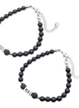 关于未知的我们 邱宇辰&黄宏轩同款情侣黑色玛瑙刻字手链圈串环珠