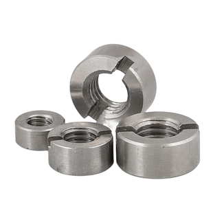 304不锈钢GB817A型带槽圆螺母一字槽螺母无侧紧定孔M3M4M5M6M8M10