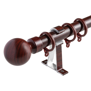 加厚静音仿木纹简约中式铝合金窗帘杆罗马杆单杆双杆顶装侧装杆子