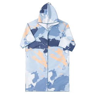 浴巾男士吸水速干2025新款成人开襟斗篷连帽浴袍海边防晒沙滩巾夏