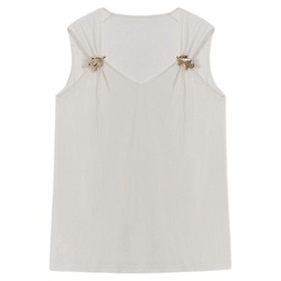 Forevercan女装2024夏季新款日内瓦结构主义法式宽松吊带背心上衣