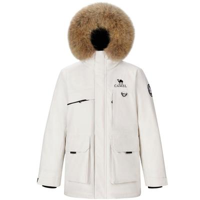 骆驼男装派克羽绒服男冬季2025新款毛领工装鹅绒加厚中长款外套男