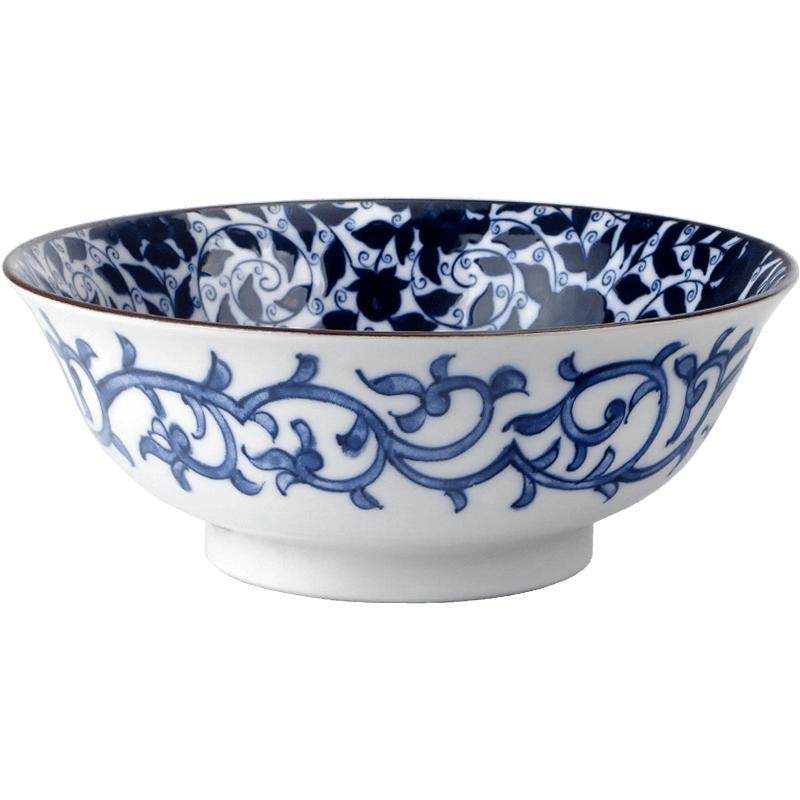 美浓烧日本进口复古汤碗大号家用陶瓷器釉下彩餐具拉面碗泡面碗