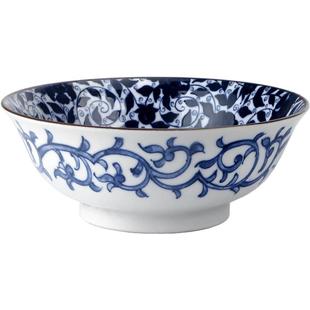 美浓烧日本进口复古汤碗大号家用陶瓷器釉下彩餐具拉面碗泡面碗