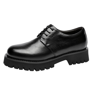 Goldlion皮鞋官方正品春季新款商务厚底增高德比鞋男士真皮正装鞋