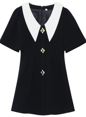 UPP御姐风小黑裙气质设计师显腰细短裙子夏季新款法式黑色连衣裙