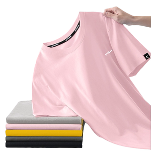 乔丹短袖男青少年纯棉半袖夏天衣服粉色简约潮流宽松大码运动t恤