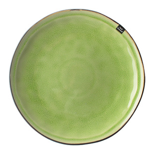 绿色西餐菜盘牛排盘子海鲜刺身盘家用圆餐盘意面盘冰裂纹陶瓷餐具