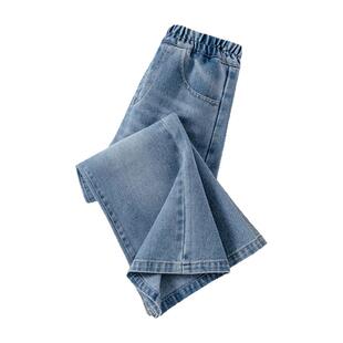 棉致女童牛仔裤春秋2026新款春款洋气直筒女大童休闲裤儿童阔腿裤