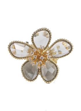 奢华高级感水晶宝石花朵韩国戒指