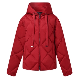 首降|歌莉娅95%白鹅绒红色轻薄羽绒服女冬季小个子短款外套