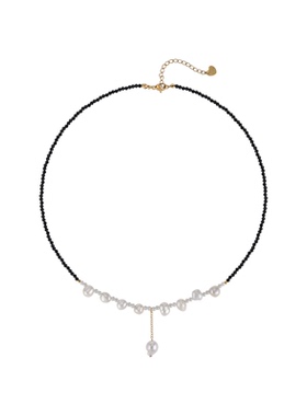 鱼头星星淡水珍珠项链气质尖晶石法式巴洛克时尚黑色官方正品饰品