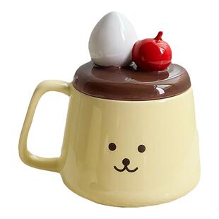 布丁狗带盖马克杯陶瓷早餐杯网红学生情侣水杯创意可爱卡通咖啡杯