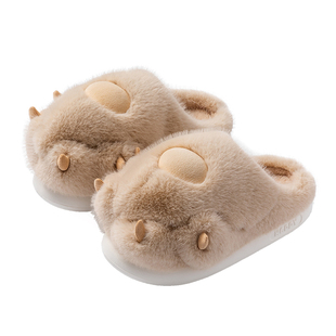 猫爪棉拖鞋女冬季室内家居家用保暖毛毛绒情侣防滑厚底拖鞋男冬天
