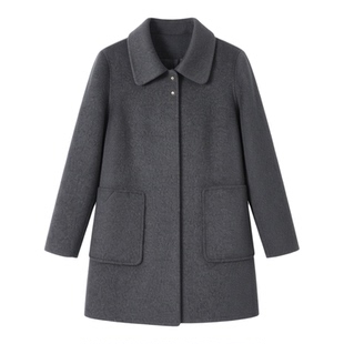 双面羊毛呢大衣POLO领时尚毛呢外套2025年冬季新款气质中老年女装