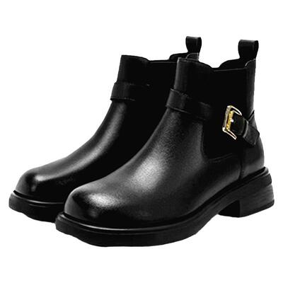 哈森厚底圆头休闲短靴专柜正品